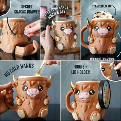 Highland Cow Pint Ice Cream Holder
