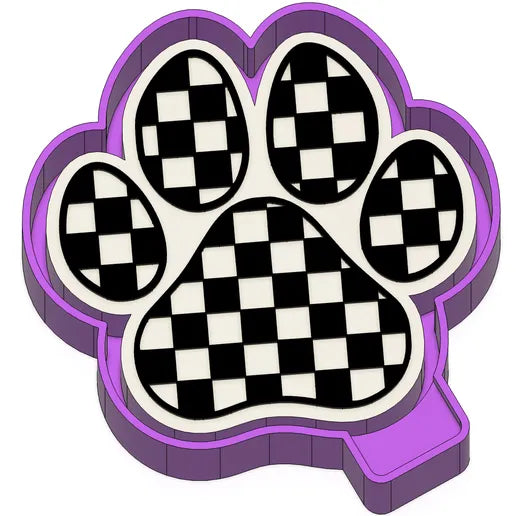 Checkered dog paw Freshie Mold
