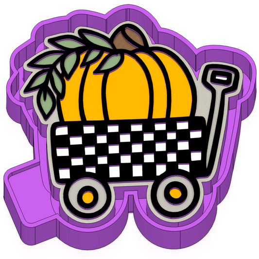 Checkered Pumpkin wagon Freshie mold