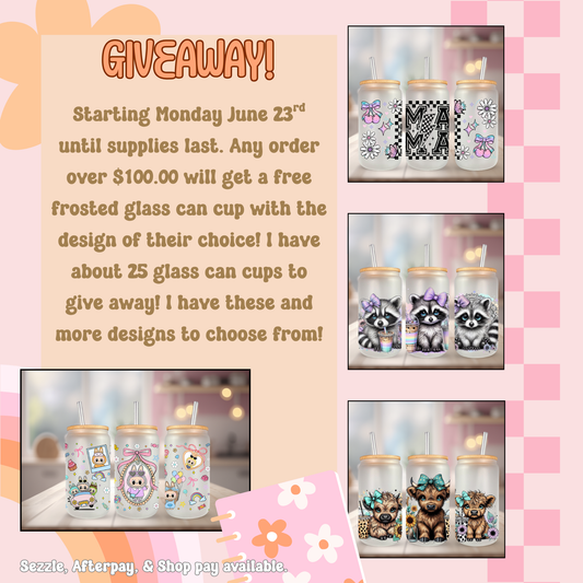 GIVEAWAY ONLY order must be $100 or more