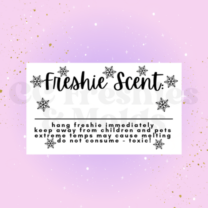 Snowflake Freshie Scent Label Sticker