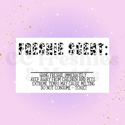 Cow Print Freshie Scent Label Sticker