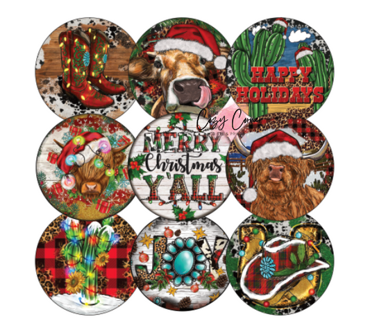 Western Christmas Cardstock Rounds