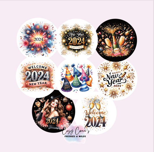 New Years Cardstock rounds