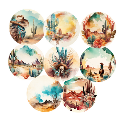 Desert watercolor Cardstock rounds