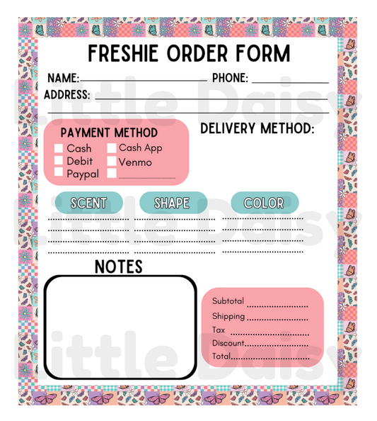 Butterfly Order Form Notepad