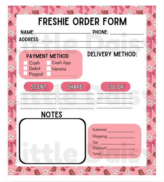 Bows/Ladybug Order Form Notepad