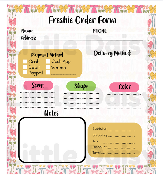 Bows Order Form Notepad