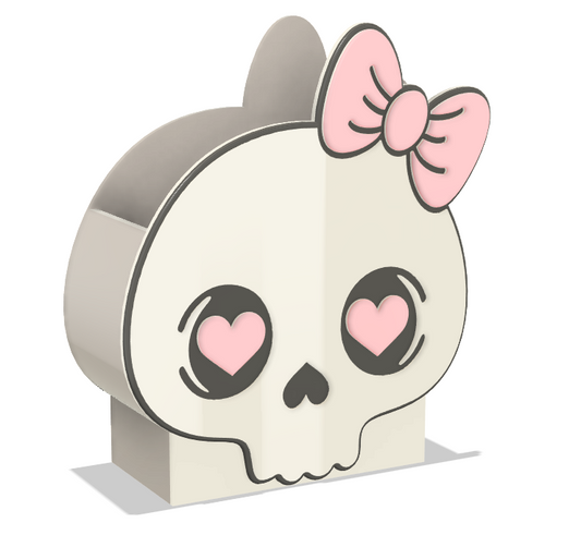 Skull Bow pen/ makeup bush holder
