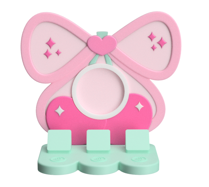 Cherry W/Bow NFC Stand- 1 Frame/Circle- (Design your NFC stand- You Choose base type)