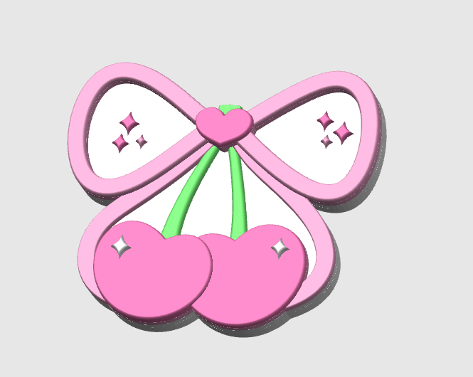 Cherry Heart Bow Embellishment