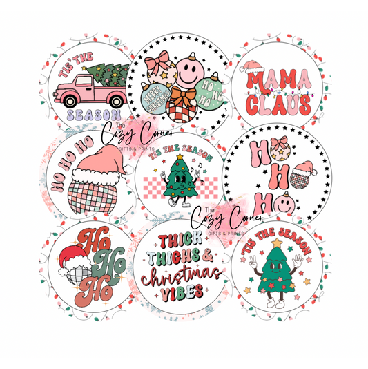 Retro Christmas Cardstock rounds