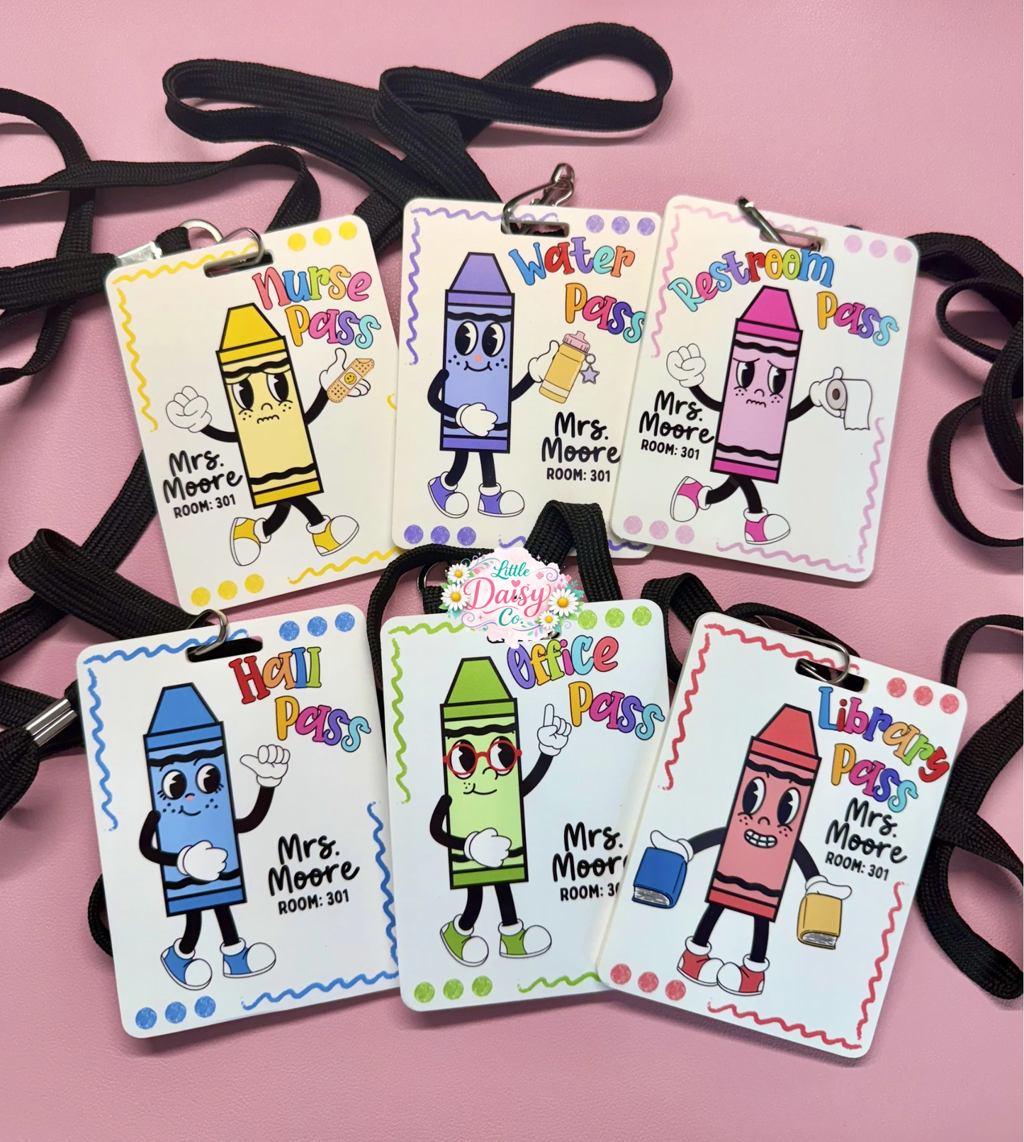 Teacher Hall Passes (set of 6)- Crayon