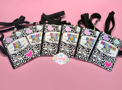 Teacher Hall Passes (set of 6)- Composition Notebook