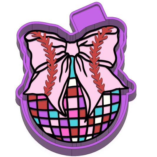 Disco Ball with baseball bow Freshie mold