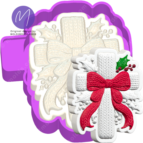 3D Crochet Cross with bow freshie mold