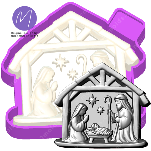 3D Nativity scene freshie mold
