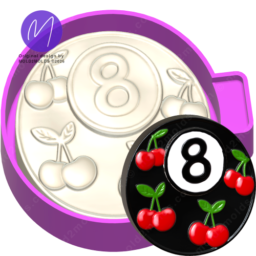 8Ball  w/ cherries 3D Freshie Mold