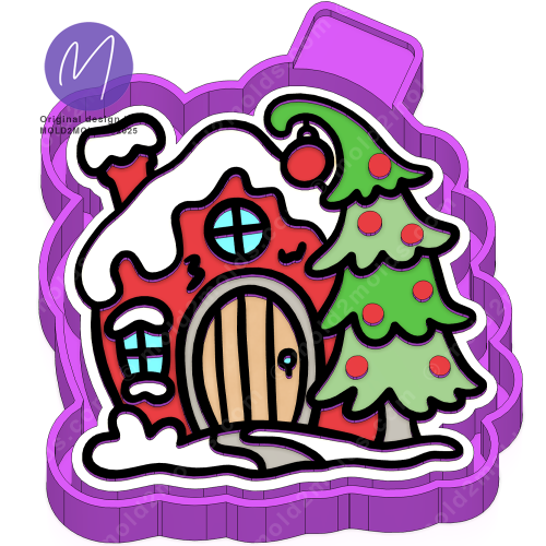 Christmas House freshie mold